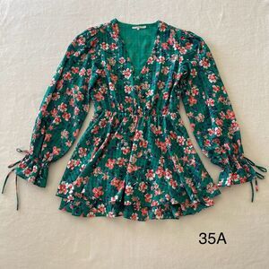 Tularosa REVOLVE DeeDee‎ Green Floral Mini Dress Sz XS Coquette
